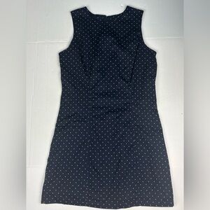 Merona Women's Medium Dress Navy Blue White Polka Dot Sleeveless Mini Fitted